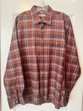 Vintage Christian Dior Style Plaid Button Front Shirt Cotton Blend